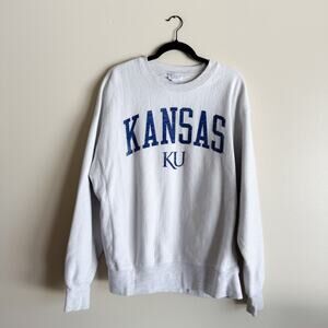 Kansas Jayhawks Champion Reverse Weave Crewneck Pullover Sweatshirt Large KU